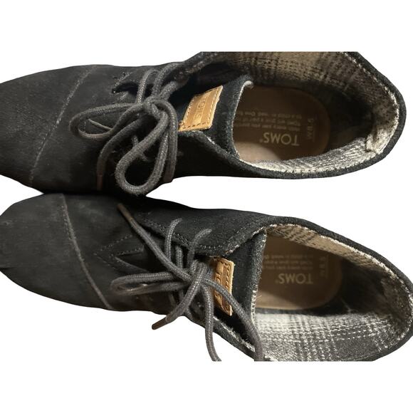TOMS Suede Wedge Ankle Boots Grunge Black Capsule Size 8.5 Women's - Picture 3 of 5